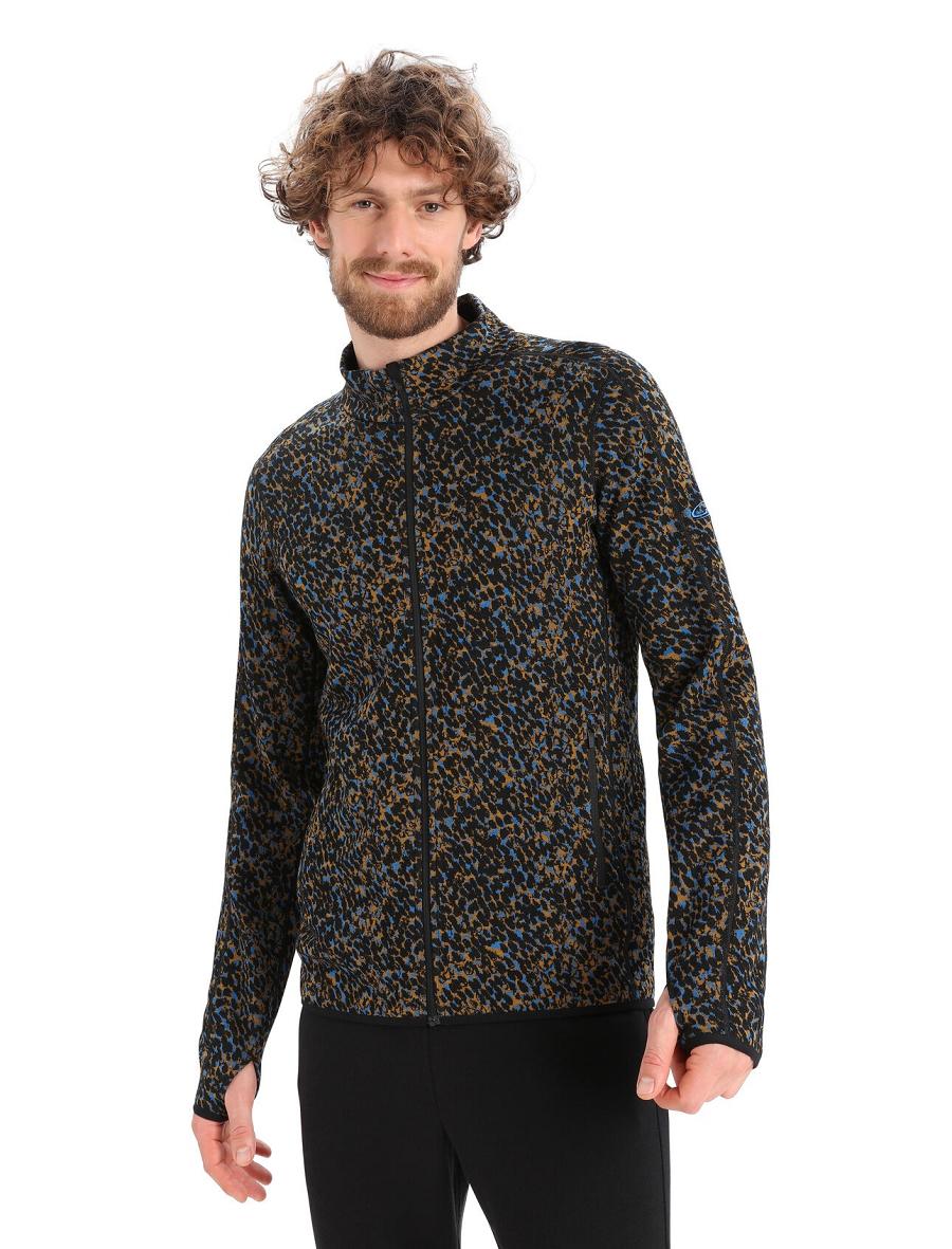 Icebreaker Merino Elemental Long Sleeve Zip Lichen Férfi Kapucnis Pulóver Fekete | HU 1246KORI